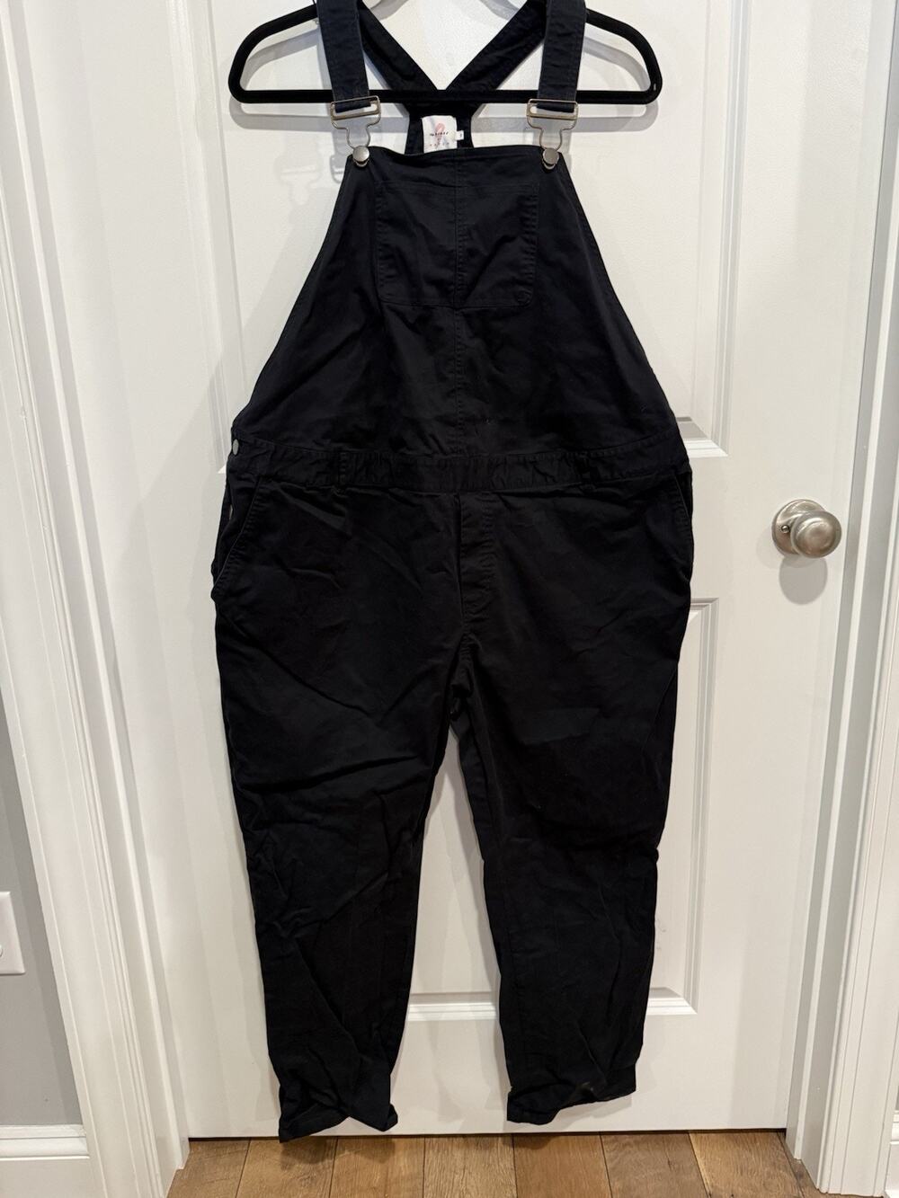 The Nines by HATCH Classic Cotton Twill Maternity Overalls size XL Black